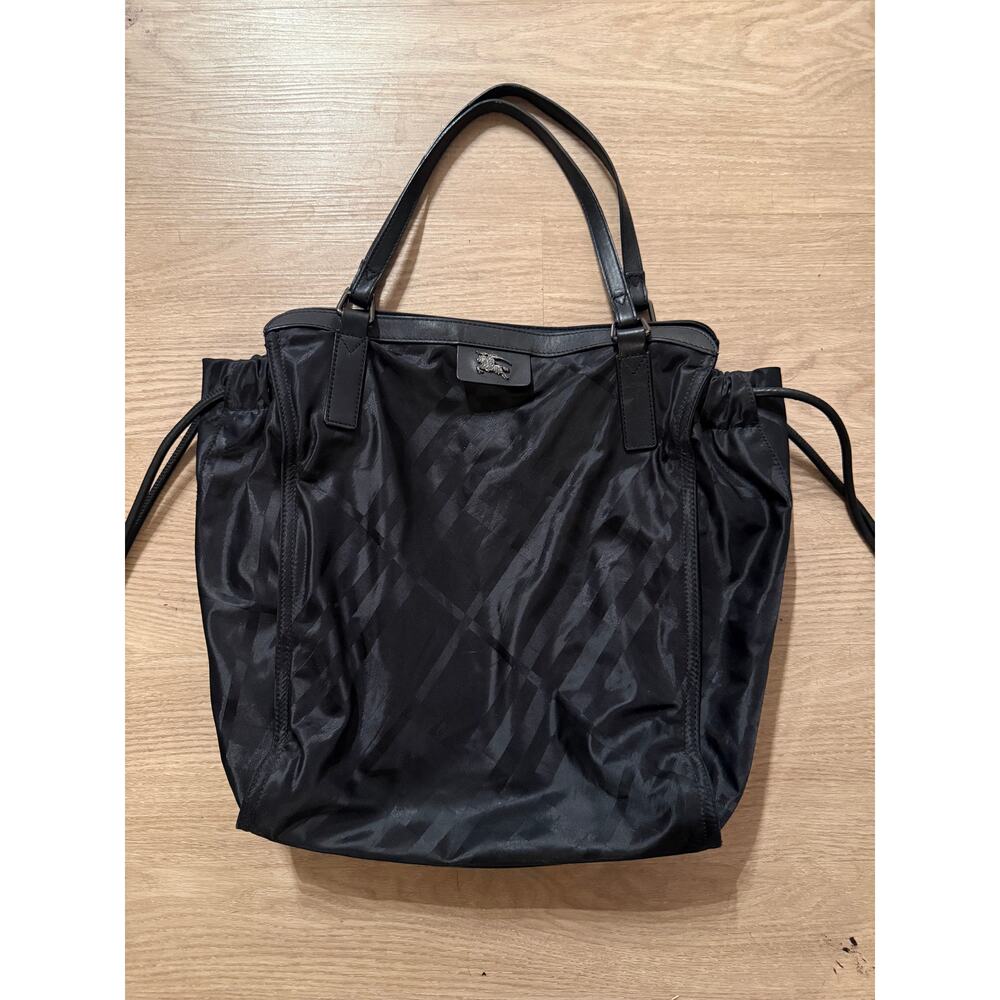 Burberry Black Nova Check Nylon and Leather Buckleigh Packable Tote